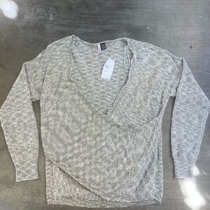 Nordstroms Love By Design Heather Gray Cross Wrap Sweater, NEW/TAGS